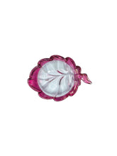 Vintage Cranberry Glass Leaf Shaped Dish