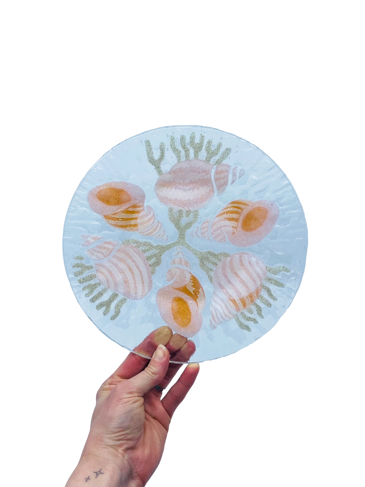 Fused Glass Pink Seashell Plate