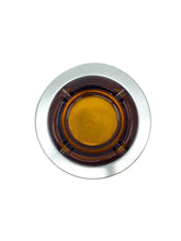 Vintage 1970’s Amber Glass & Aluminum Ashtray