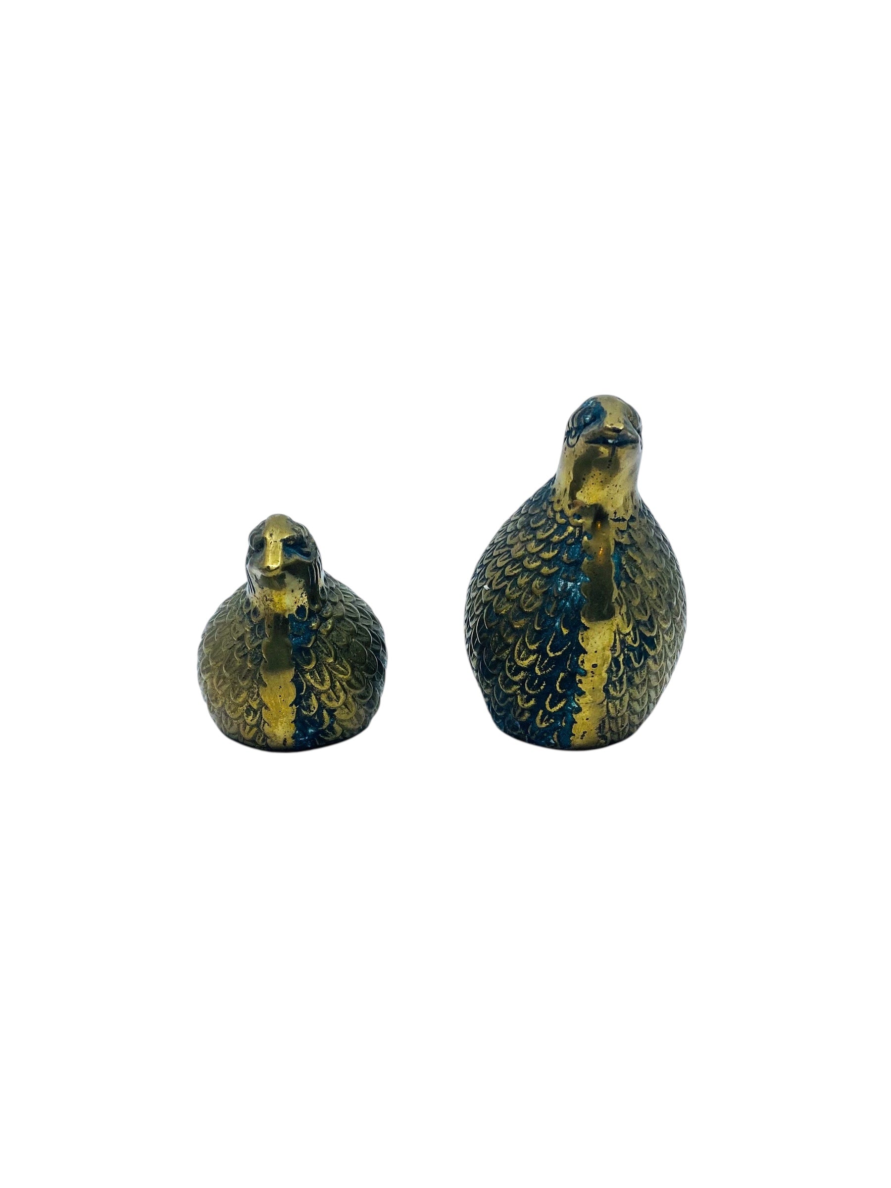 Pair of Vintage Brass Quails