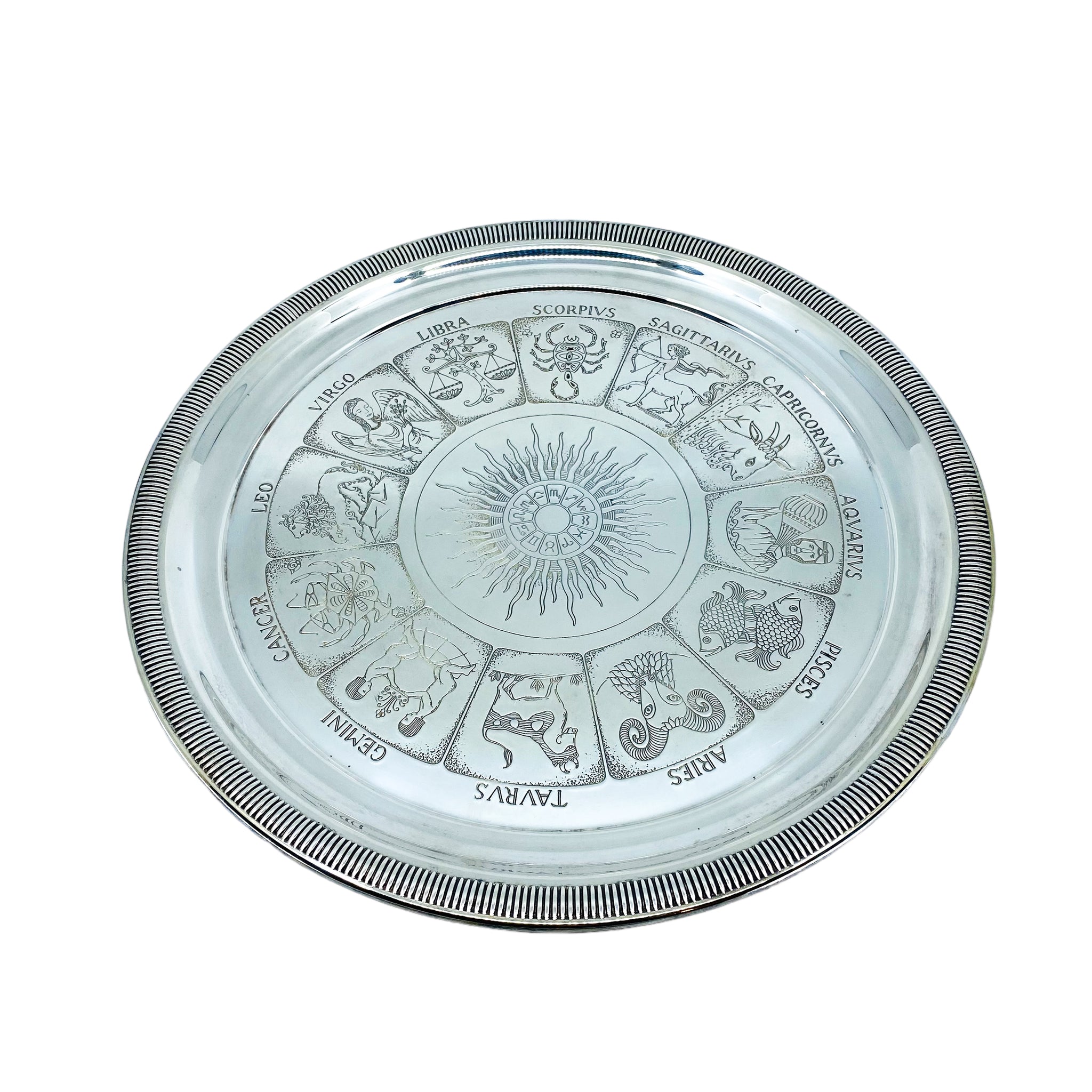 Vintage Astrological Signs Zodiac Serving Plate Platter Tray By Kent Silversmith