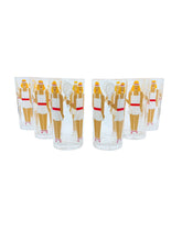 Vintage 1970’s H.J Stotter Plastic Ladies Tennis Tumbers, Set of 6