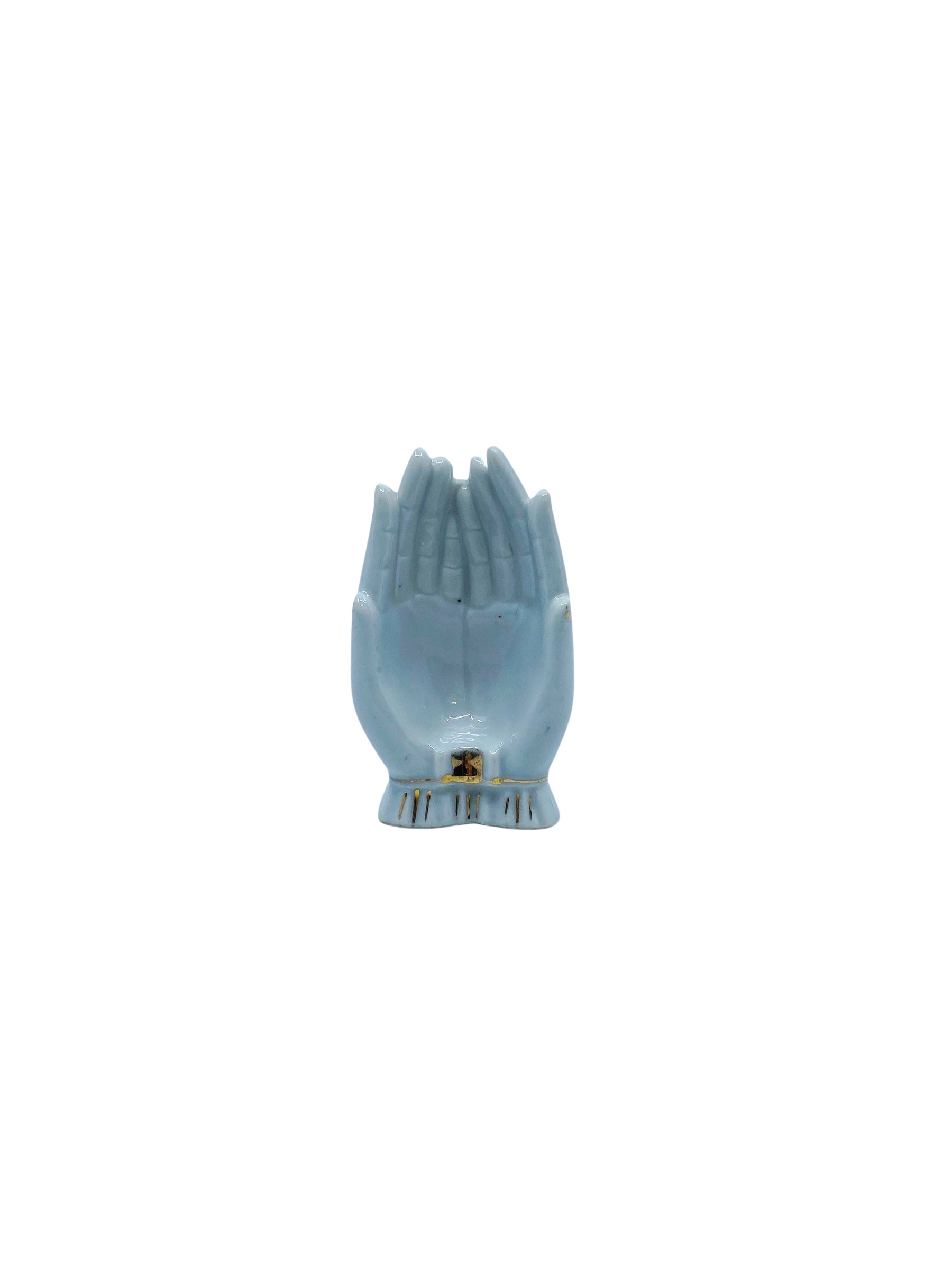 Vintage Praying Hands Porcelain Ashtray, Japan