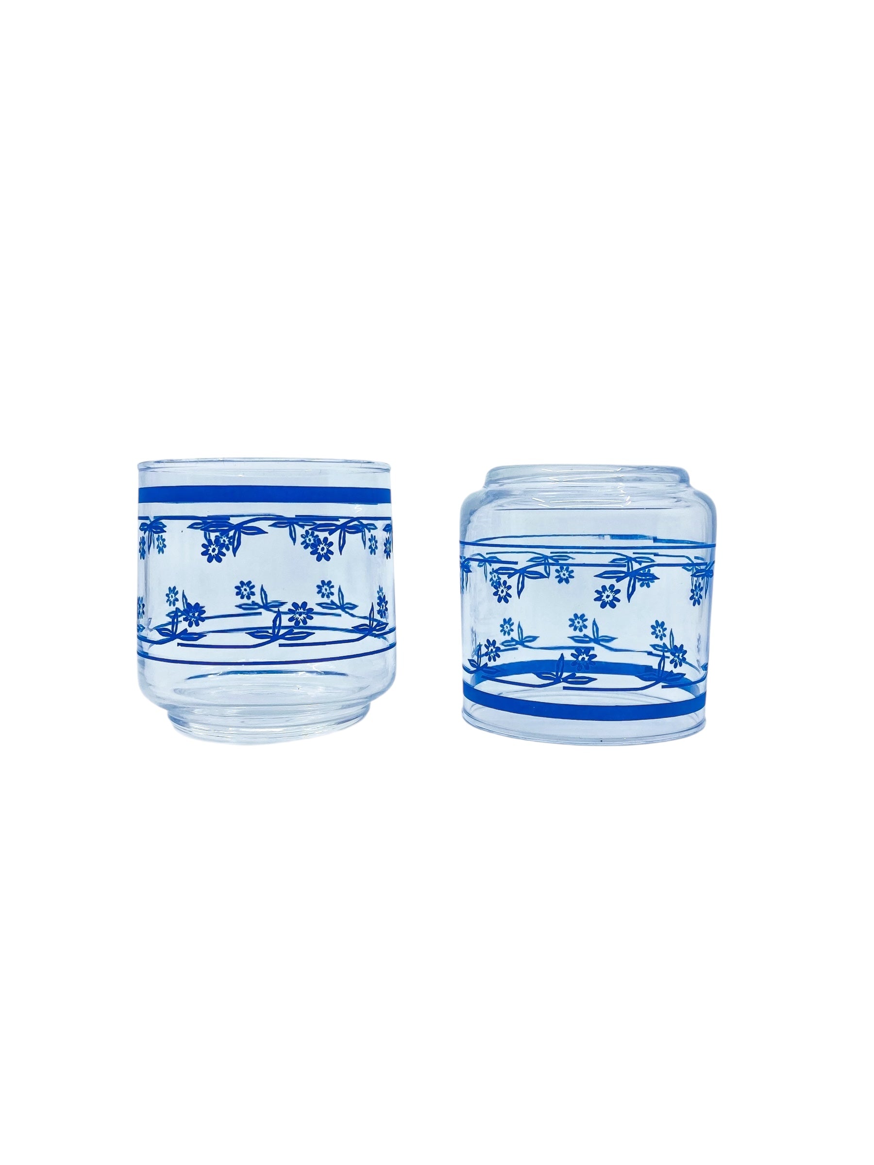 Vintage Sango Sahara Blue Daisy Juice Glasses, Set of 4