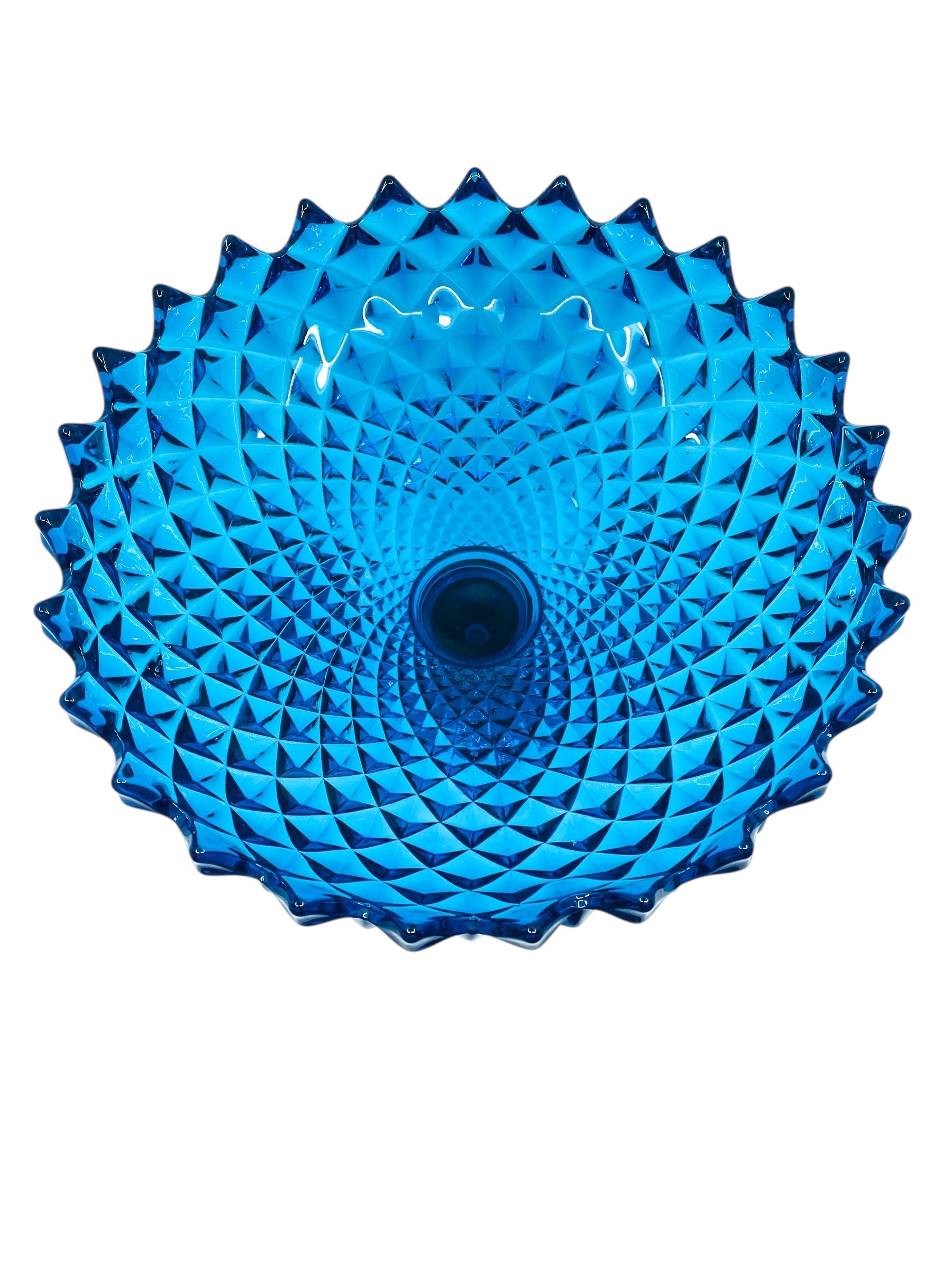 Westmoreland Blue Glass Sawtooth Diamond Point Footed Bowl