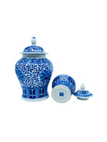 Vintage Blue & White Mini Ginger Jars, Pair