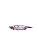 Vintage Cranberry Glass Leaf Shaped Dish