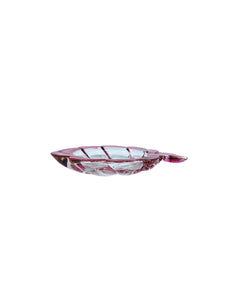 Vintage Cranberry Glass Leaf Shaped Dish