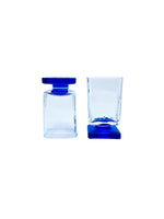 Vintage Bormioli Rocco Cobalt Blue Square Footed Glasses, Pair