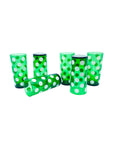 Vintage 1950’s Anchorglass Forest Green Polkadot Glasses, Set of 6