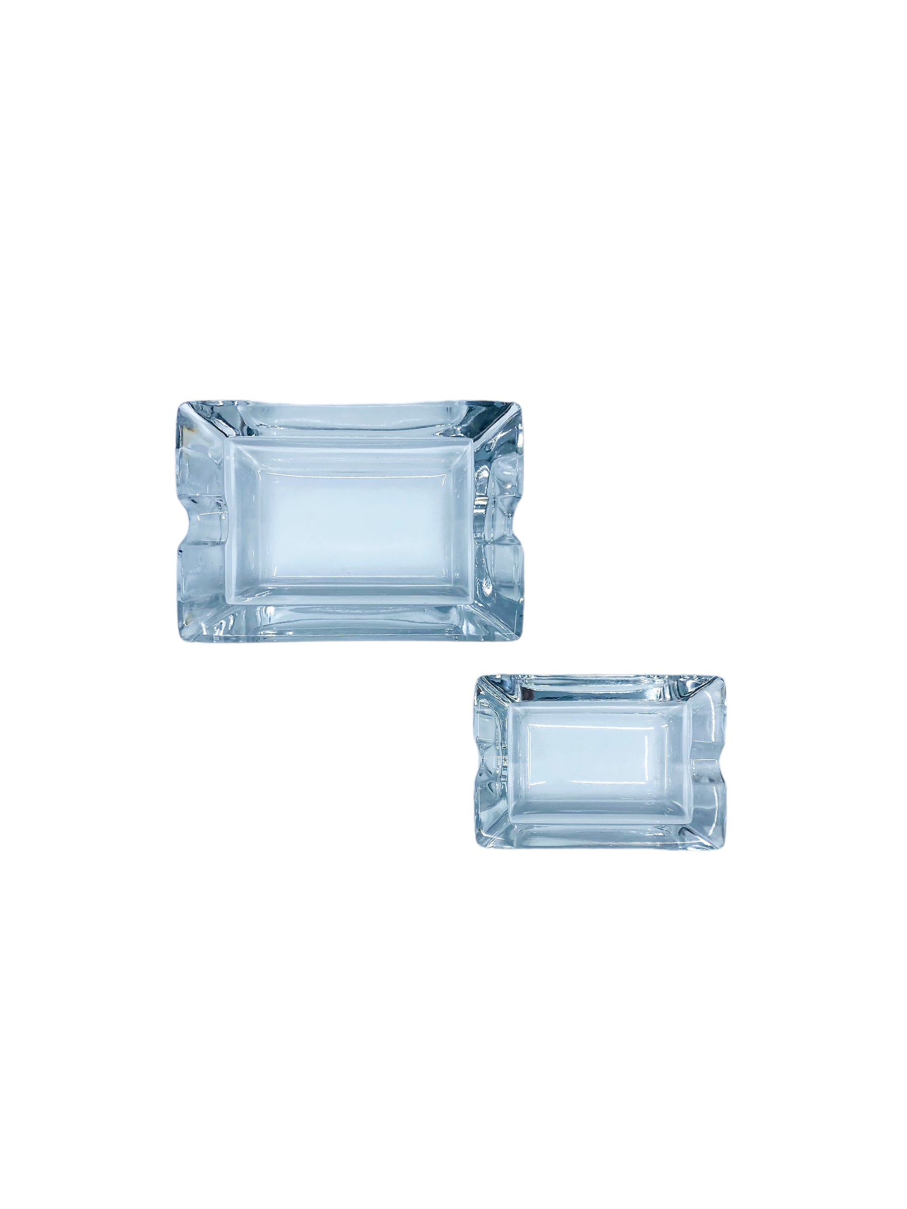 Vintage Clear Crystal Stacking Glass Ashtray Set