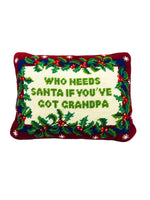 Vintage Christmas “Who Needs Santa” Needlepoint Pillow