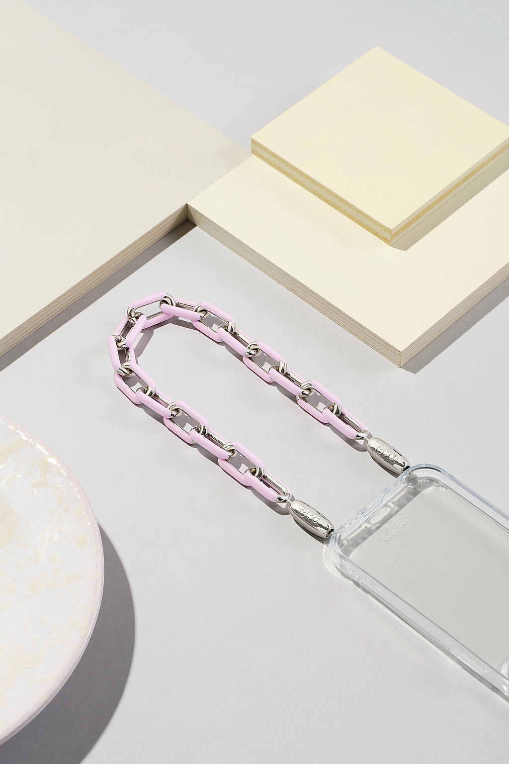 Ossa: Pink Enamel Cablechain Wristlet