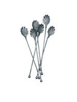 Vintage Winthrop Silver Plate Shell Spoon Sipper Straws, Set of 6
