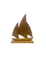 Vintage Hand-carved Polished Pine Wood Sailbot