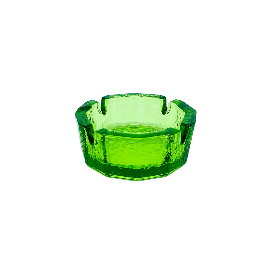 Bamboo Shaped Green Glass Ashtray