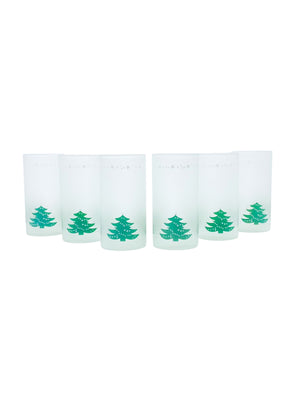 Rare Vintage Waechtersbach Frosted Christmas Tree Tumbler Glasses, Set of 6