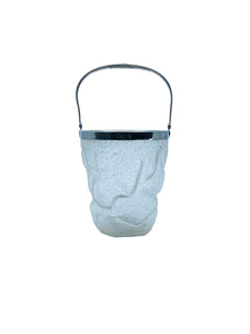 MCM Crackle Glass & Silverplate Ice Bucket, Germany