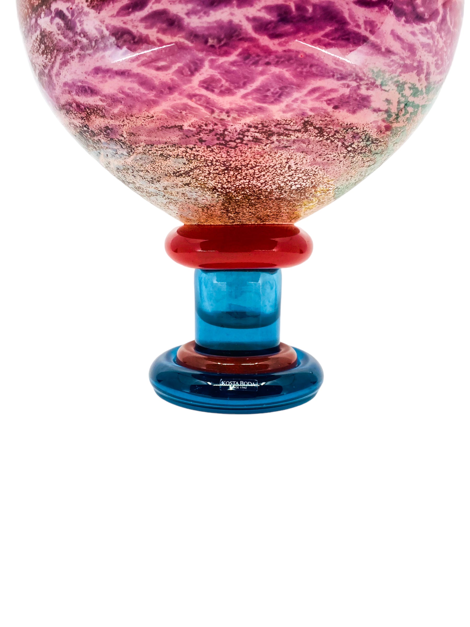 1991 Kosta Boda Large Art Glass Footed Bowl ‘CanCan’ Series by Kjell Engman