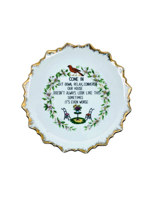 Vintage Humor Plates Wall Hangings, Pair