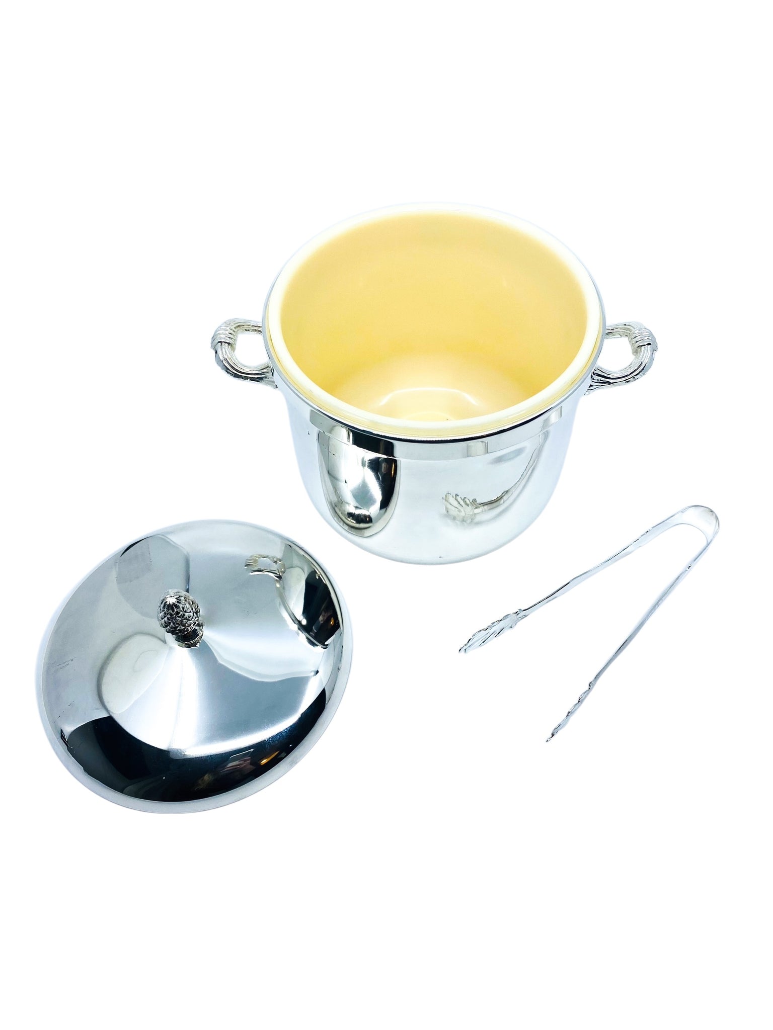 Reed & Barton Kingston Silverplate Holloware Ice Bucket & Tongs