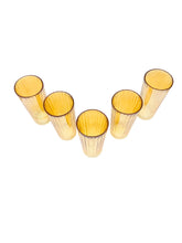 Vintage Jeanette Glass Marigold Swirl Highball Glasses, Set of 5