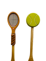 Vintage Hand Carved & Painted Tennis Salad Utensils