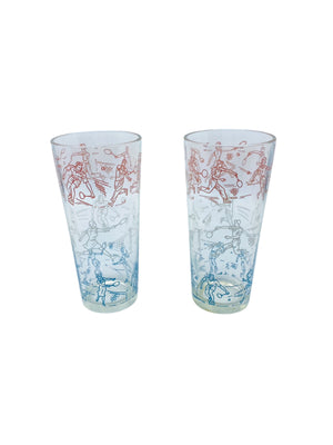 Vintage Hazel Atlas Glass Tennis Tumblers, Pair