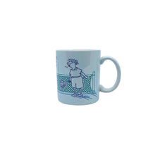 Vintage “Speak softly, but carry a $150 racket” Tennis Mug, 1989