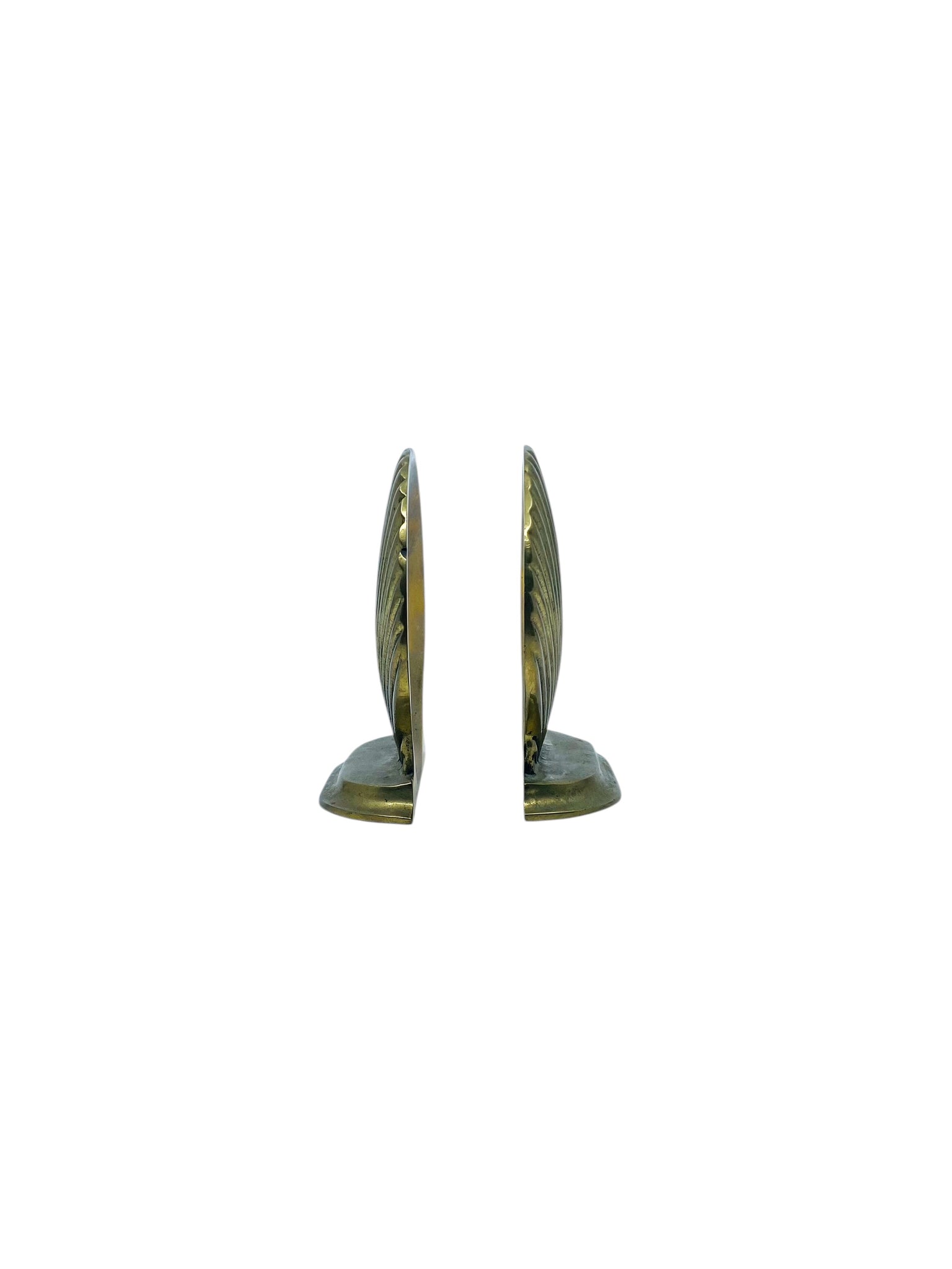 Large Brass Shell Bookends