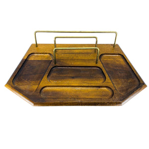 Vintage Setwell Walnut & Brass Desk Organizer / Valet