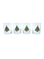 Vintage 1993 Christmas Tree Double Old Fashioned Glasses, Set of 4