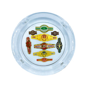 Large Cigar Label Glass Ashtray