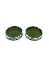 1960’s Daisy Flower Power Green Ashtray, Pair