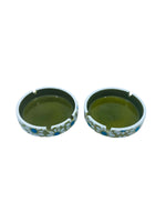 1960’s Daisy Flower Power Green Ashtray, Pair