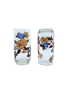 Vintage Libbey Floral Blossom Glasses, Pair