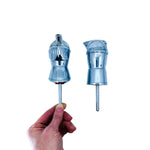 Vintage Knight Helmet Bottle Pourers, Pair