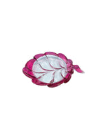 Vintage Cranberry Glass Leaf Shaped Dish