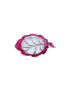 Vintage Cranberry Glass Leaf Shaped Dish
