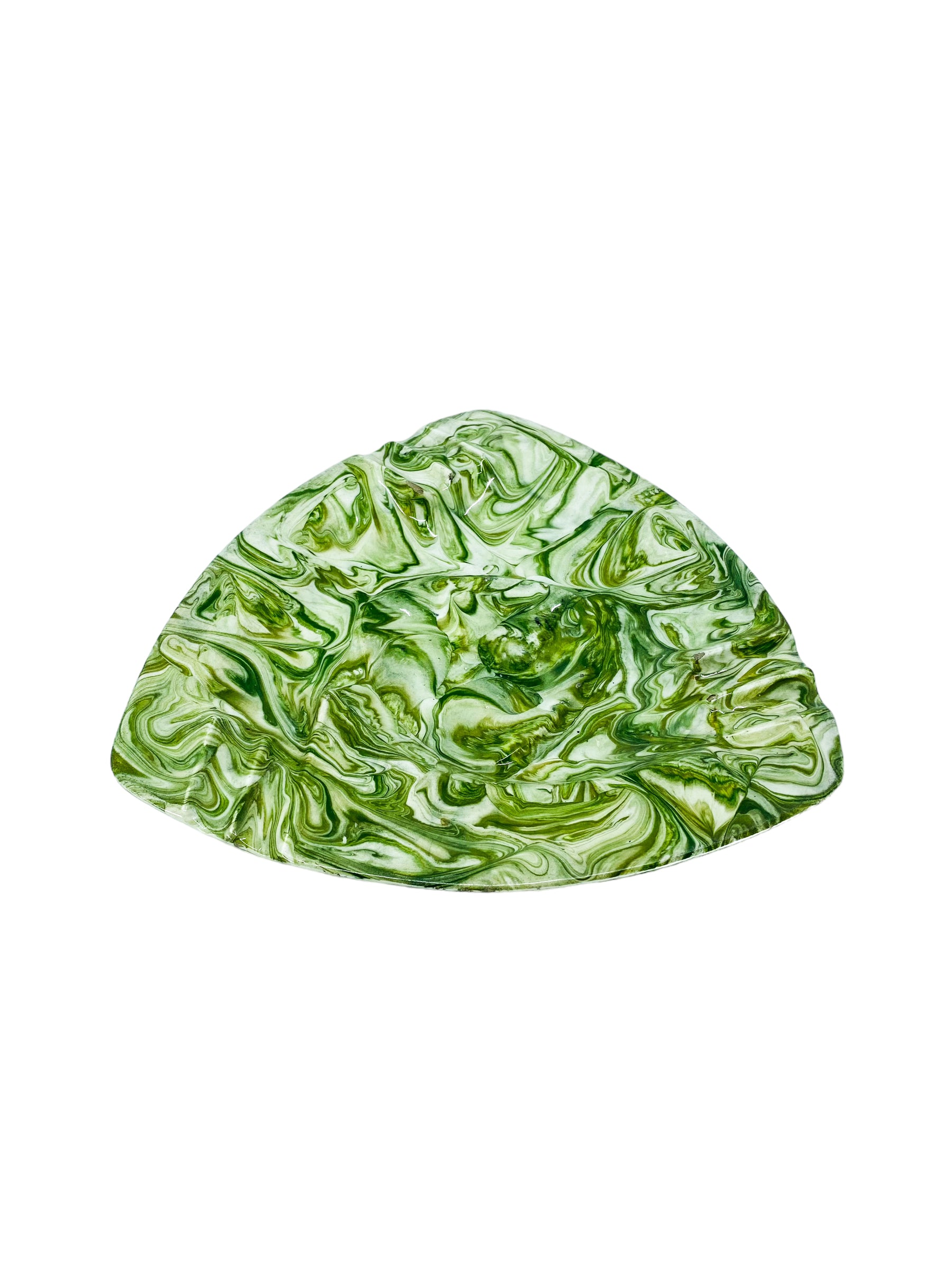 Vintage MCM Green Swirl Ceramic Ashtray