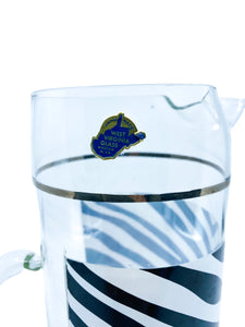 Vintage Mid-Century Zebra Print Pitcher & Glass Set