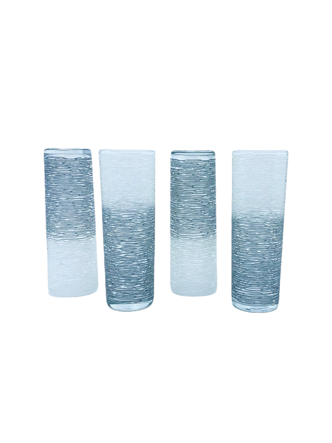 Vintage Libbey Gray Ombre Textured Tom Collins Glasses, Set of 4