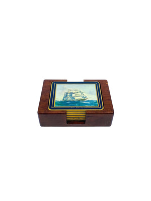 Vintage Warden Brooks “First Boston” Ship Coaster Set