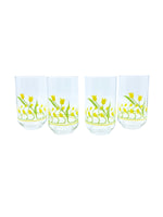 Vintage MCM Yellow Tulip Highball Glasses, Set of 4