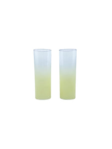 Vintage Federal Glass Yellow Ombre Tallboys, Pair