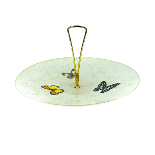 1960's Butterflies and Gold Confetti Fiberglass Serving Tray