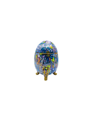 Vintage Cloisonné Style Ceramic Footed Egg