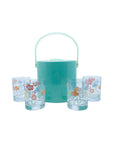 Vintage Georges Briard Floral Ice Bucket & Glasses Set, Deadstock