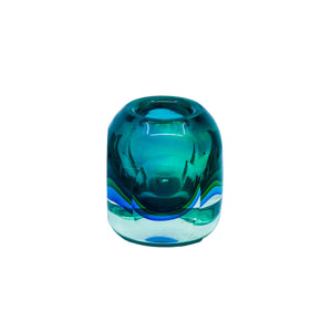 Vintage Flavio Poli for Seguso Sommerso Blue-Green Italian Murano Glass Bud Vase