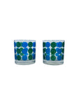 Vintage Textured Polka Dot Lowball Glasses, Pair